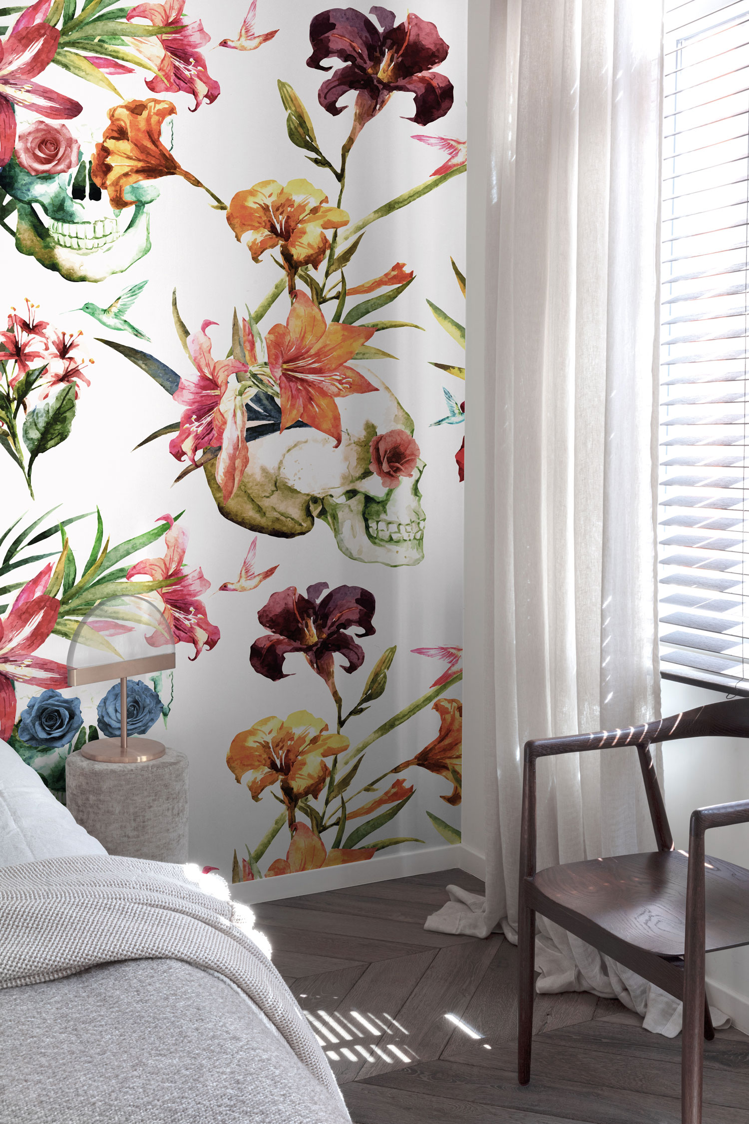 Fototapete, Totenköpfe, Blumen,  ML2701 Mural Joung edition Grandeco