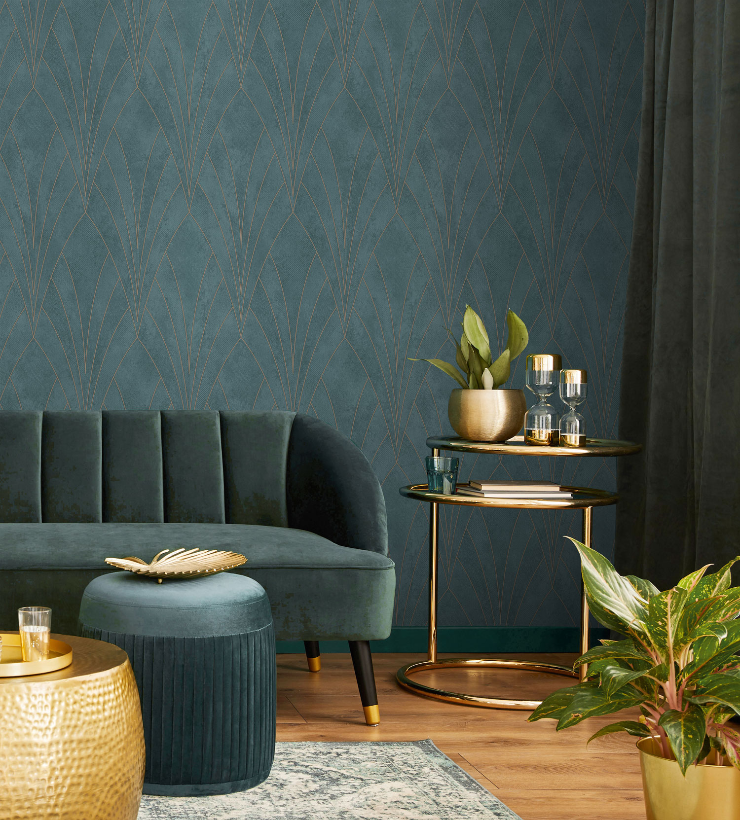 Grüne Tapete mit geometrischen Mustern, Art Deco, L85604, Elegance, Ugepa