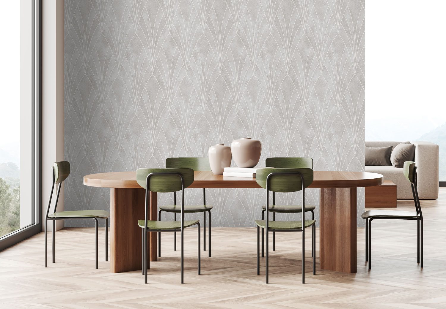 Graue Tapete mit geometrischen Mustern, Art Deco, L85607, Elegance, Ugepa