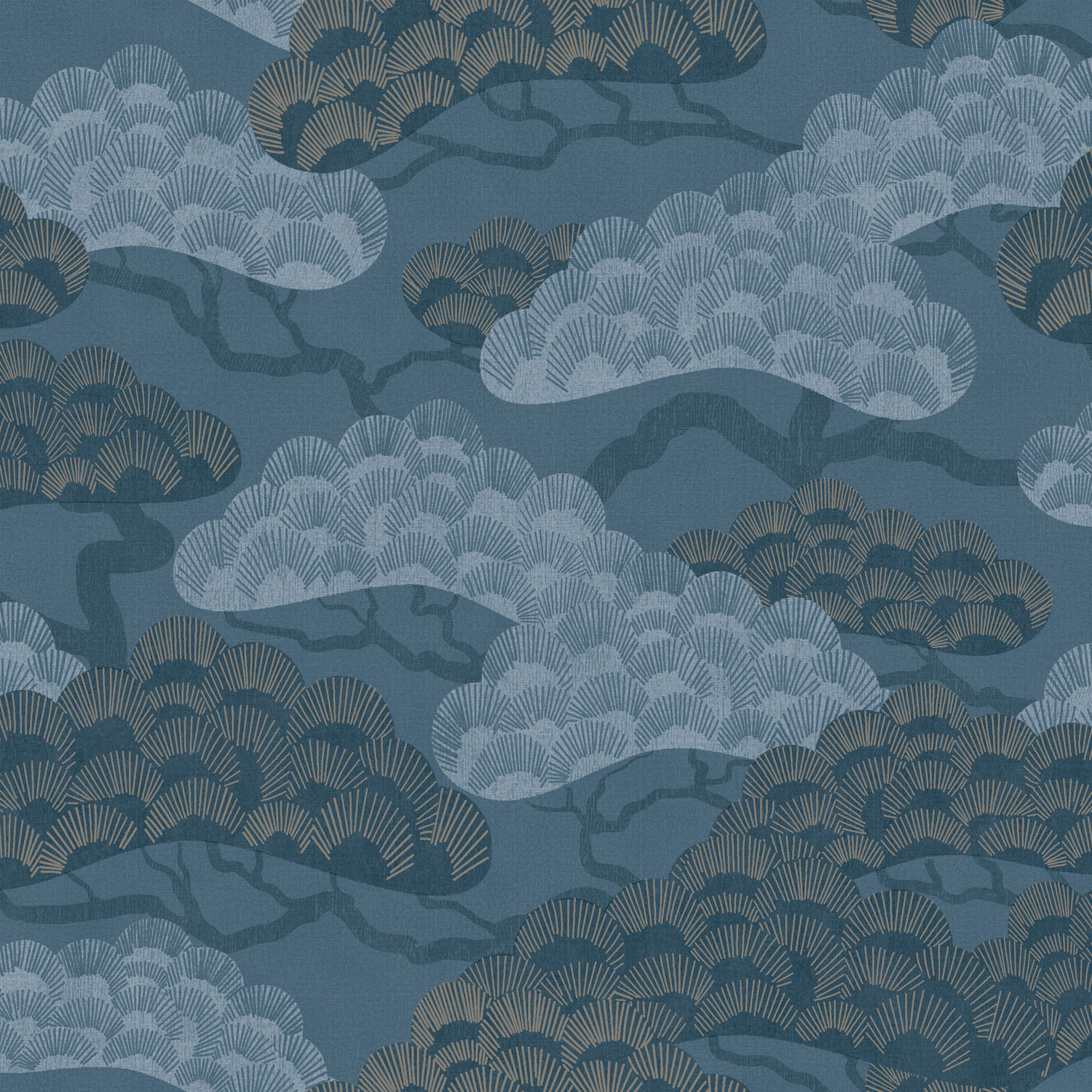 Blaue Tapete, Zweige, Bäume, M64401, Elegance, Ugepa