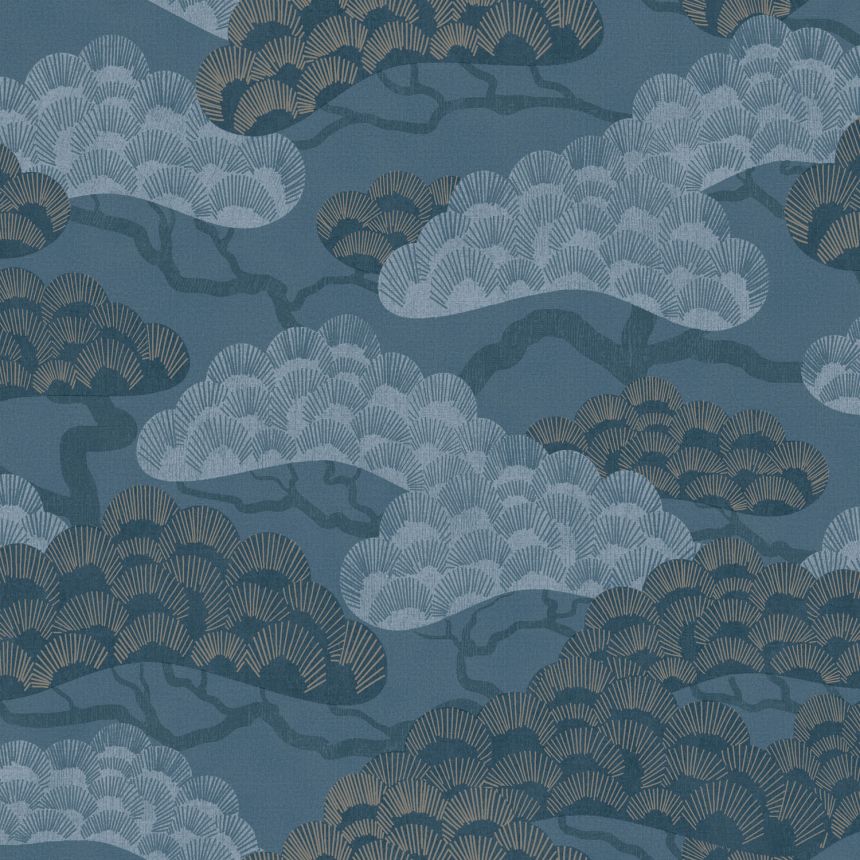 Blaue Tapete, Zweige, Bäume, M64401, Elegance, Ugepa