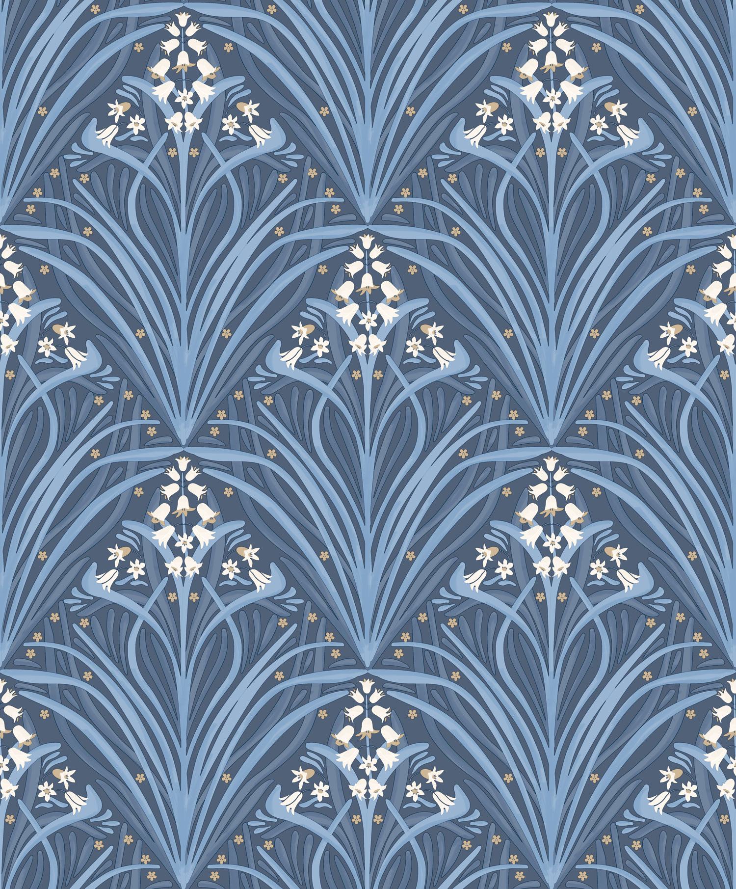 Blaue Blumentapete, Art Deco, M66101, Elegance, Ugepa