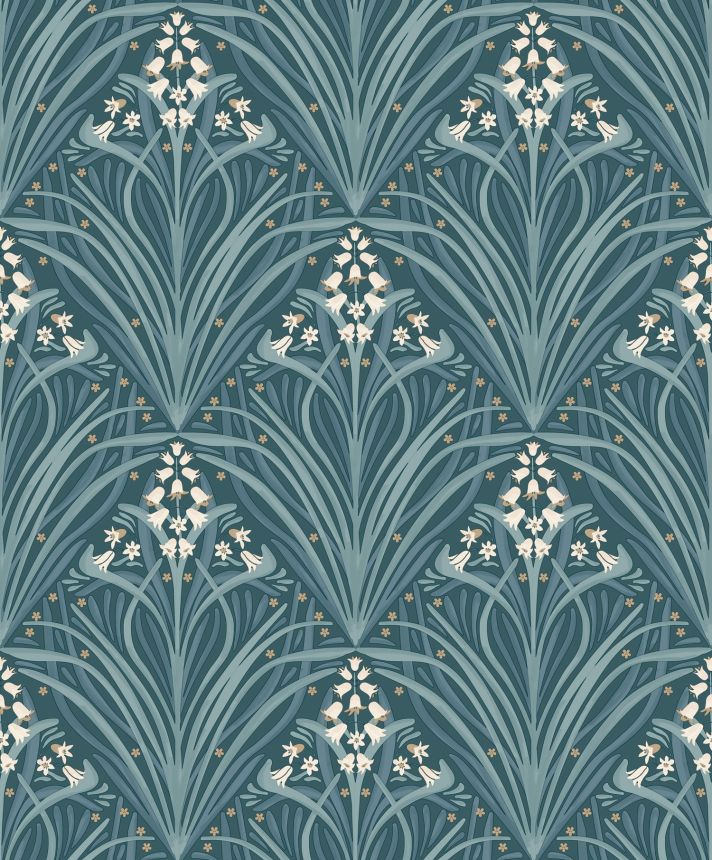 Grüne Blumentapete, Art Deco, M66114, Elegance, Ugepa