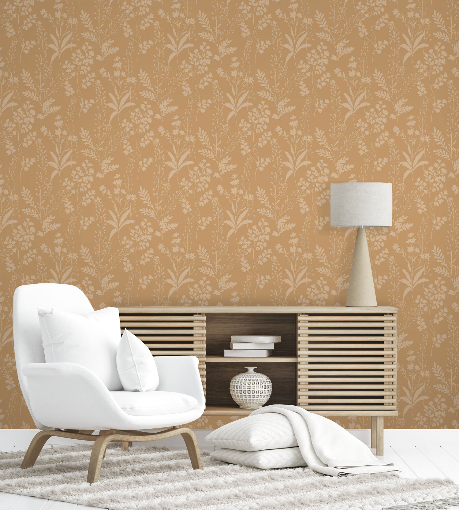 Braun-beige Tapete, Blätter, M52802, Botanique, Ugepa