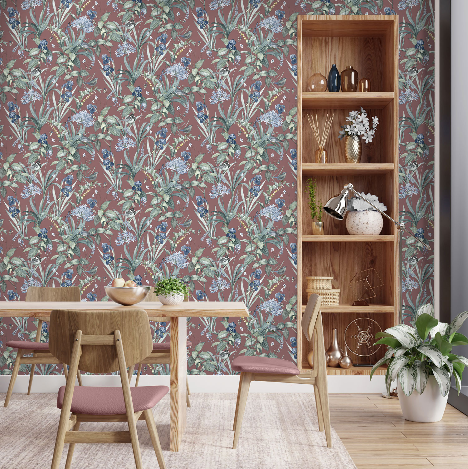 Tapete mit Blumen und Vögeln, M64710, Botanique, Ugepa