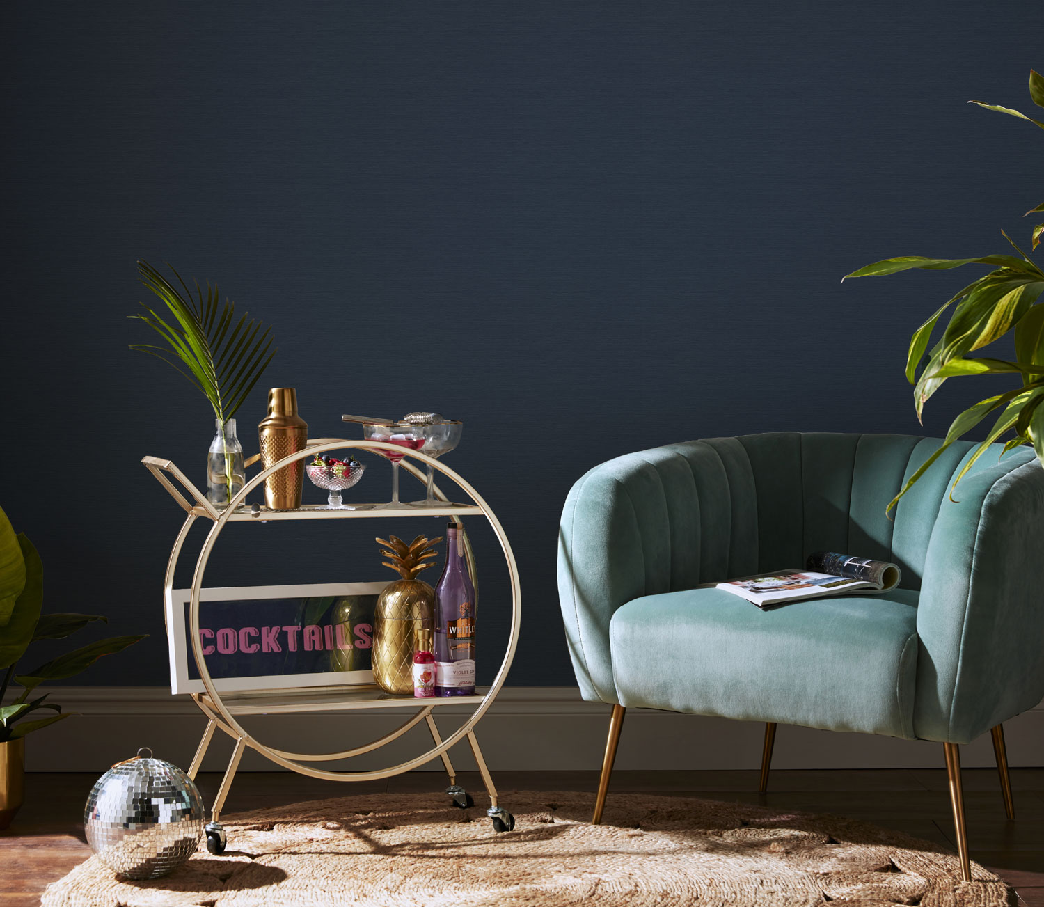 Einfarbige blaue Tapete, Stoffimitat, 120894, Envy