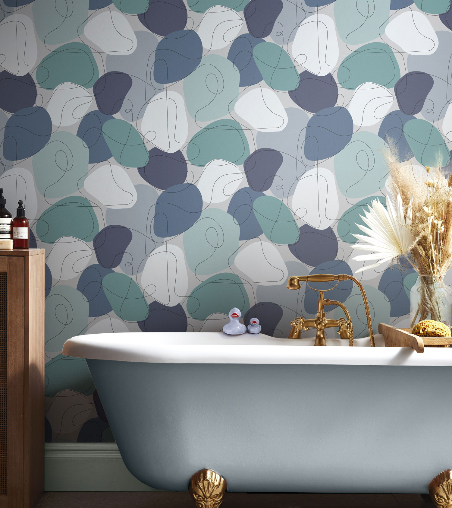 Blaugrüne grafische Tapete, 118734, Envy