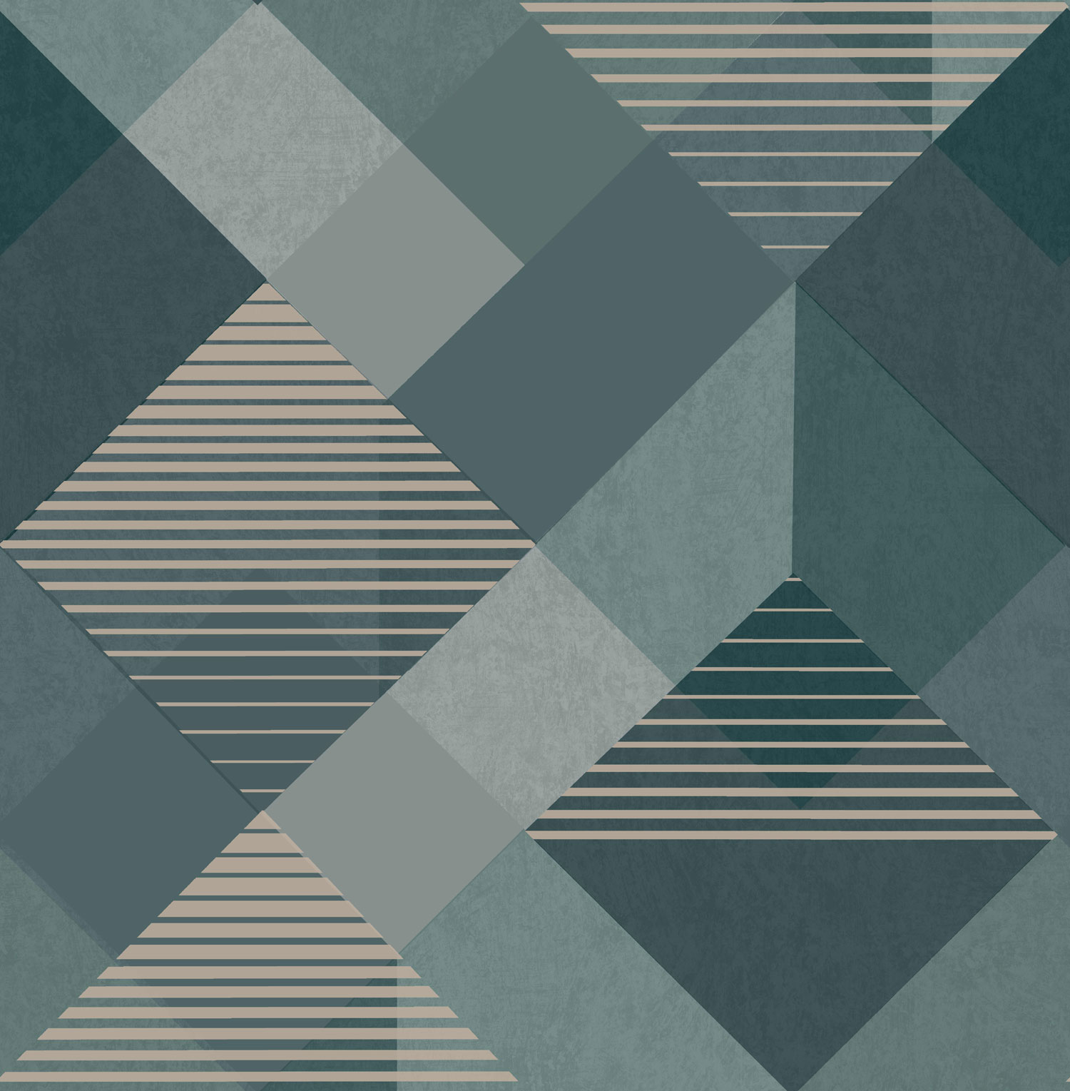 Grün-goldene Tapete mit geometrischen Mustern, 118687, Vavex 2025