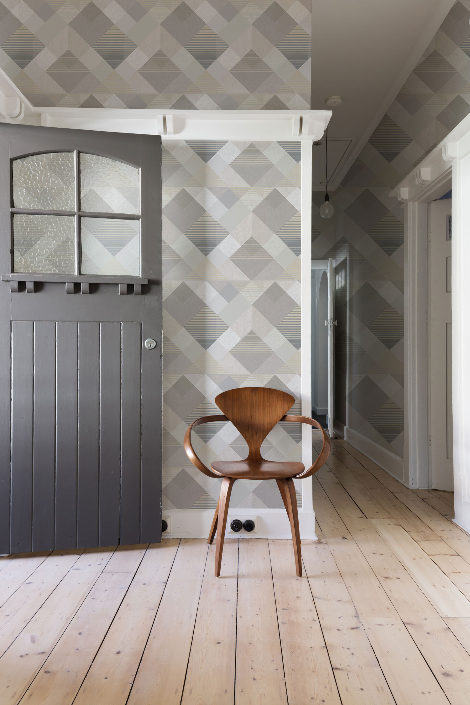 Grau-beige Tapete mit geometrischen Mustern, 118708, Vavex 2025