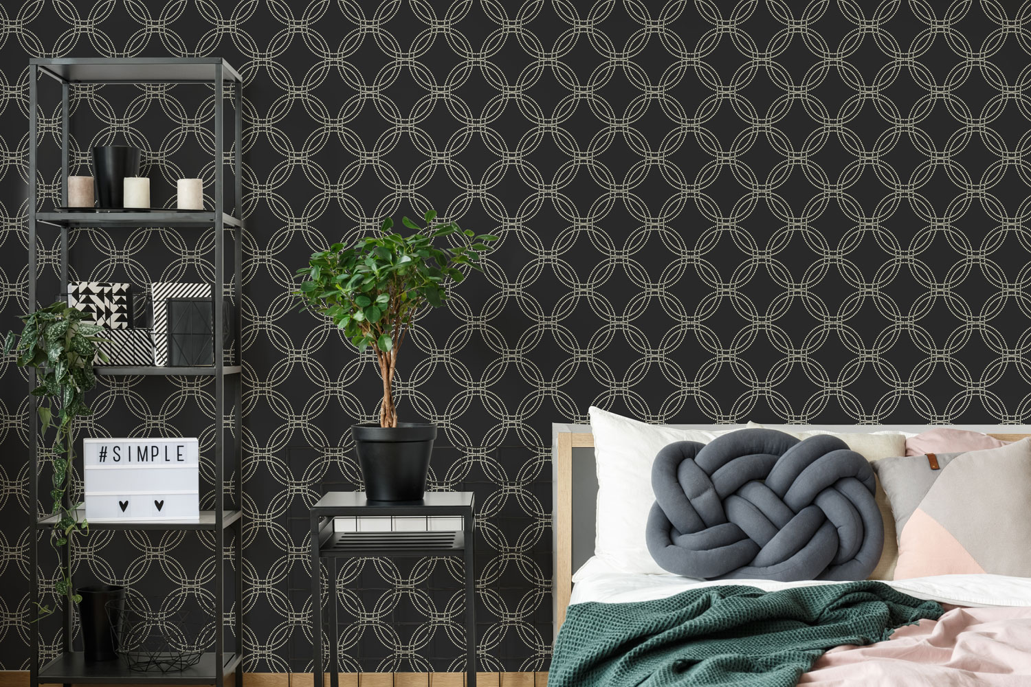 Schwarz-goldene Tapete mit geometrischen Mustern, 120141, Vavex 2025