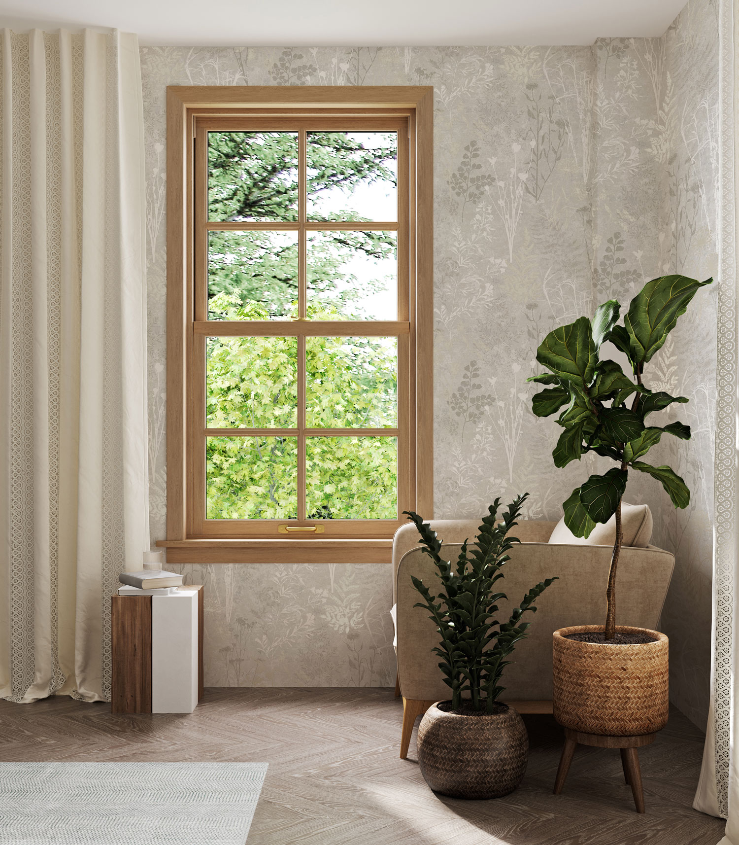 Graue Tapete, Blumen, Blätter, 120714, Vavex 2025