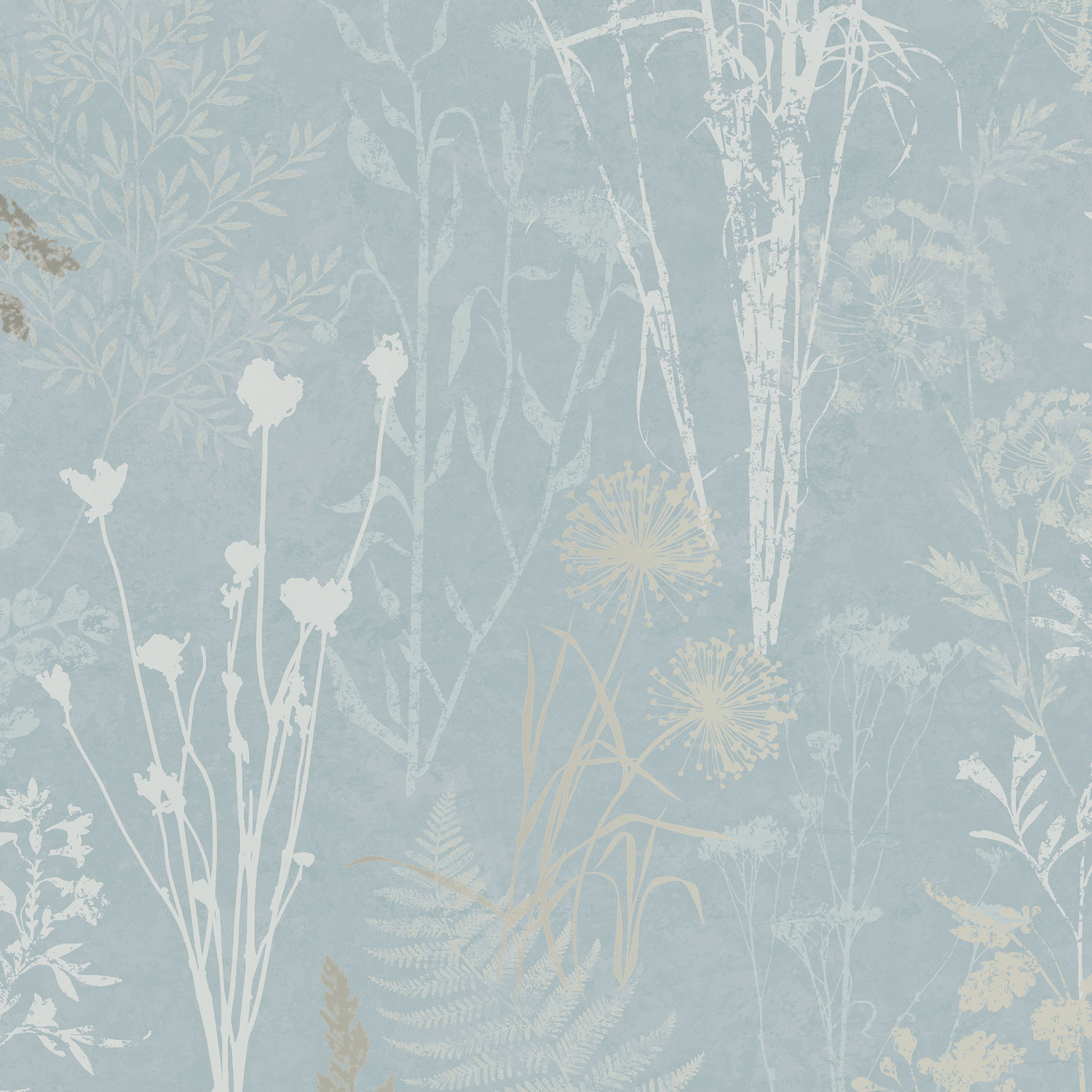 Blaue Tapete, Blumen, Blätter, 120715, Vavex 2025