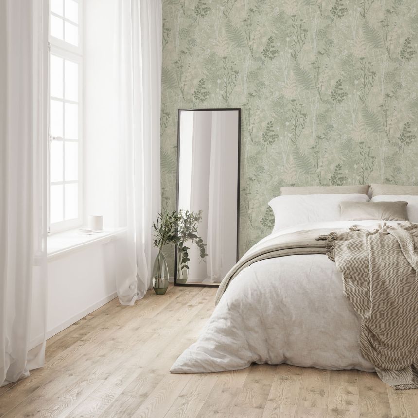 Grüne Tapete, Blumen, Blätter, 120716, Vavex 2025