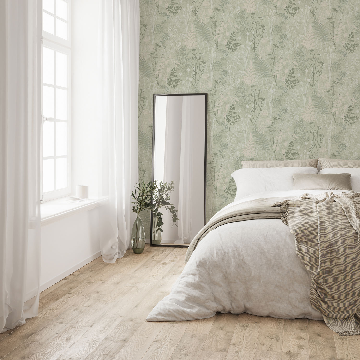 Grüne Tapete, Blumen, Blätter, 120716, Vavex 2025