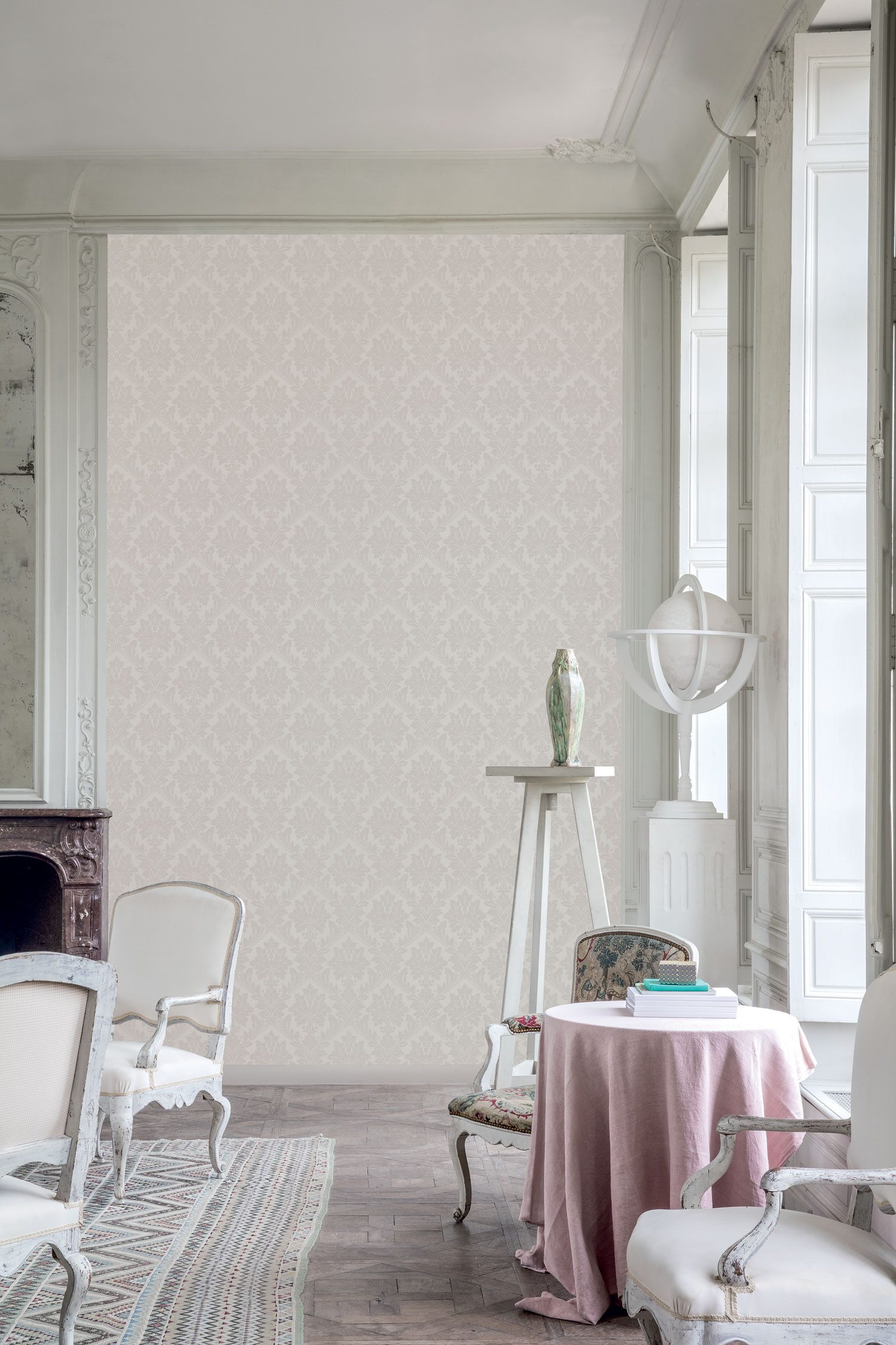 Grau-beige Barocktapete, TI3210, Time 2025, Grandeco