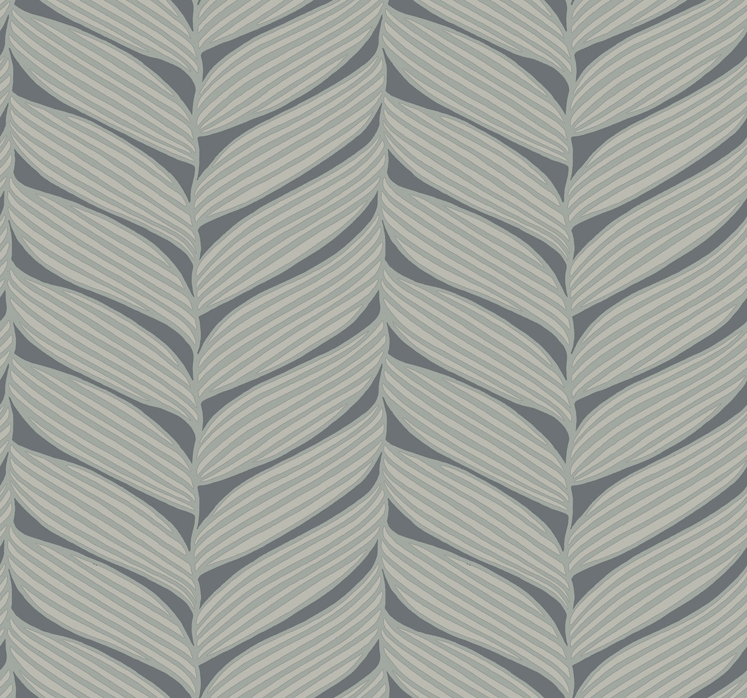 Grau-silberne Tapete, Blätter, MD7163, Modern Metals, York