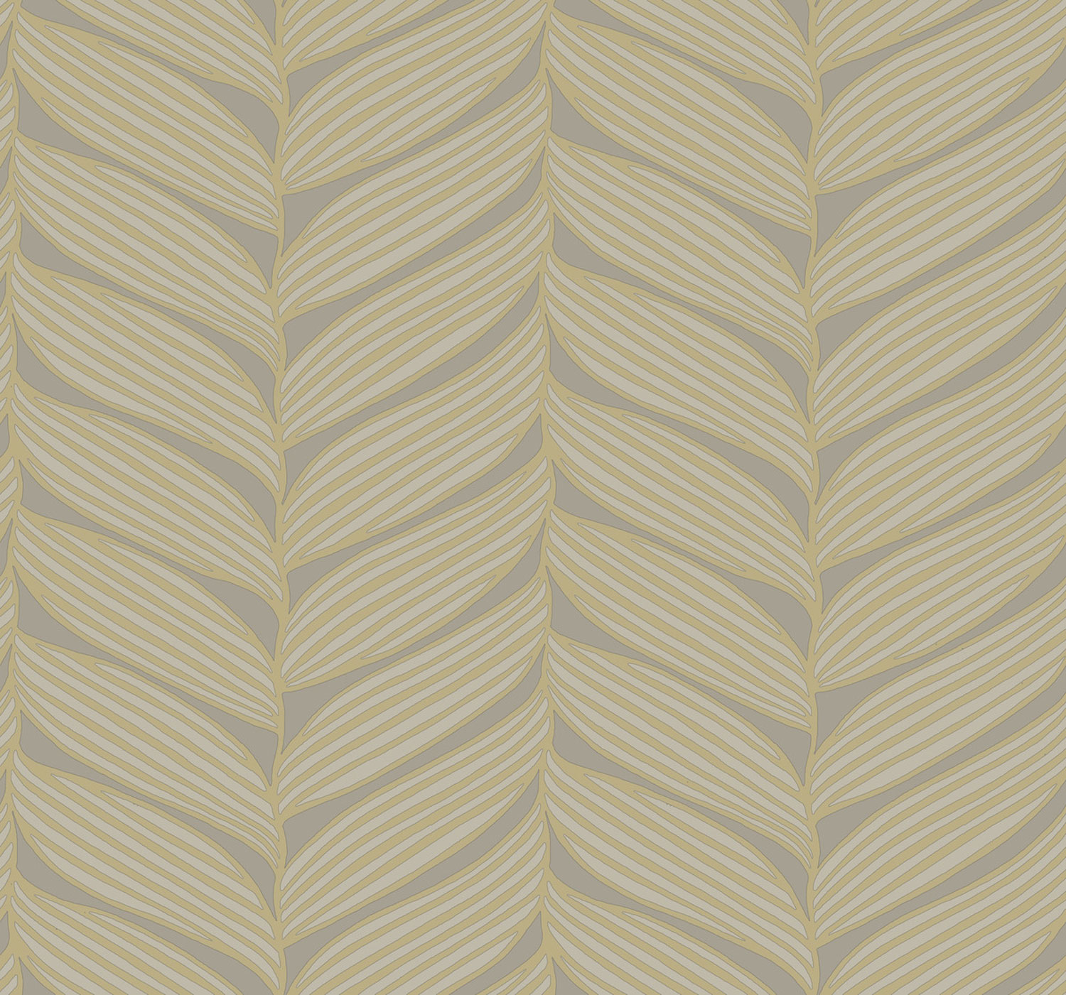 Graugoldene Tapete, Blätter, MD7164, Modern Metals, York