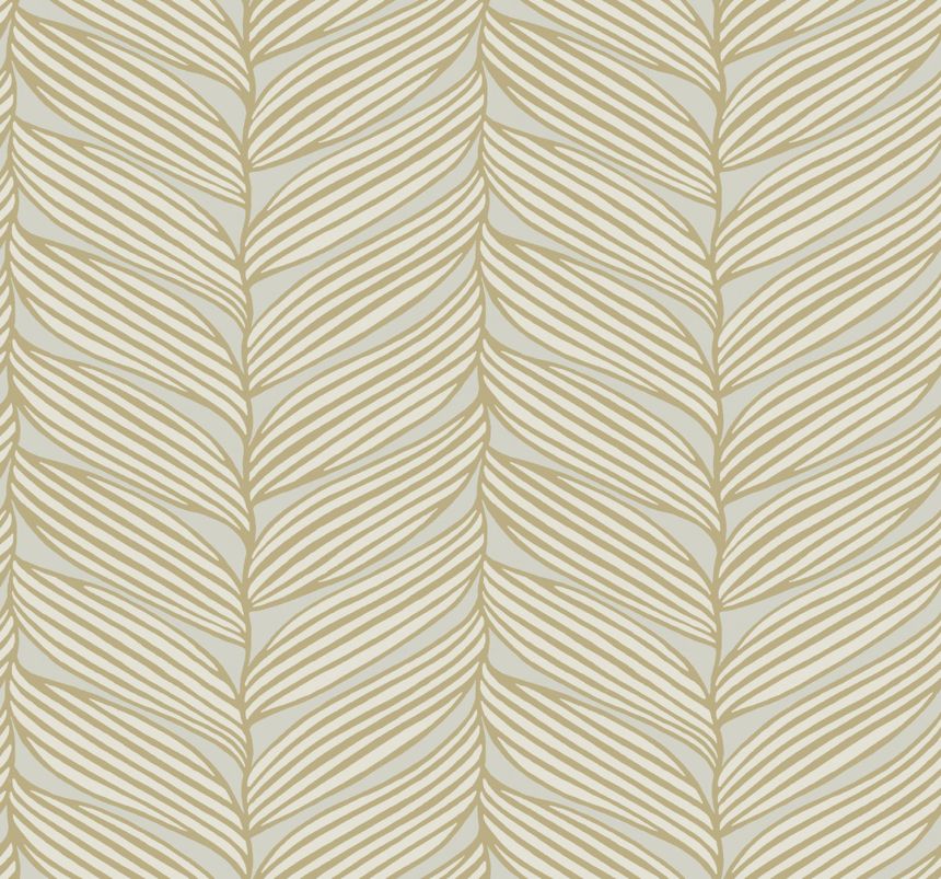 Graugoldene Tapete, Blätter, MD7162, Modern Metals, York