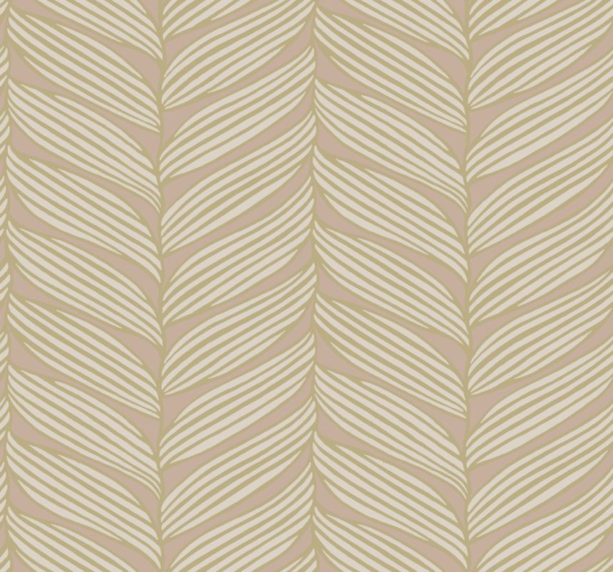 Roségoldene Tapete mit Blättern, MD7161, Modern Metals, York