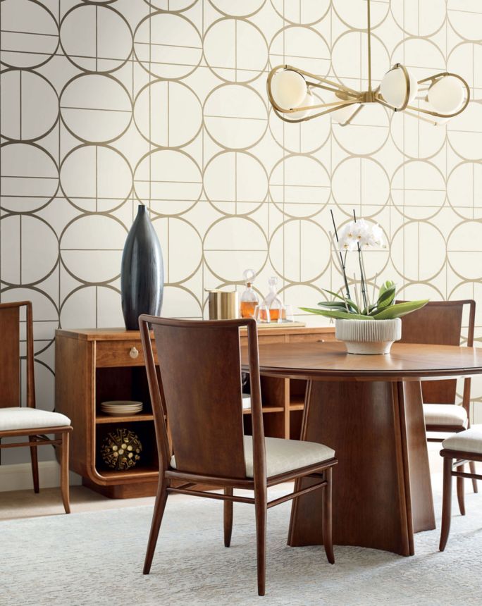 Cremegoldene geometrische Tapete, MD7202, Modern Metals, York