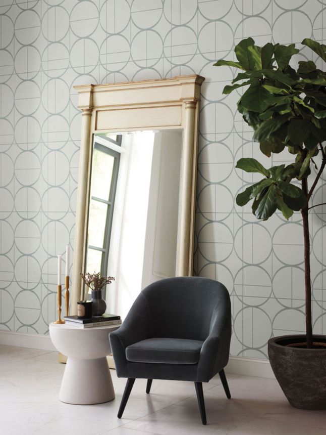 Geometrische Tapete in Grau und Silber, MD7205, Modern Metals, York