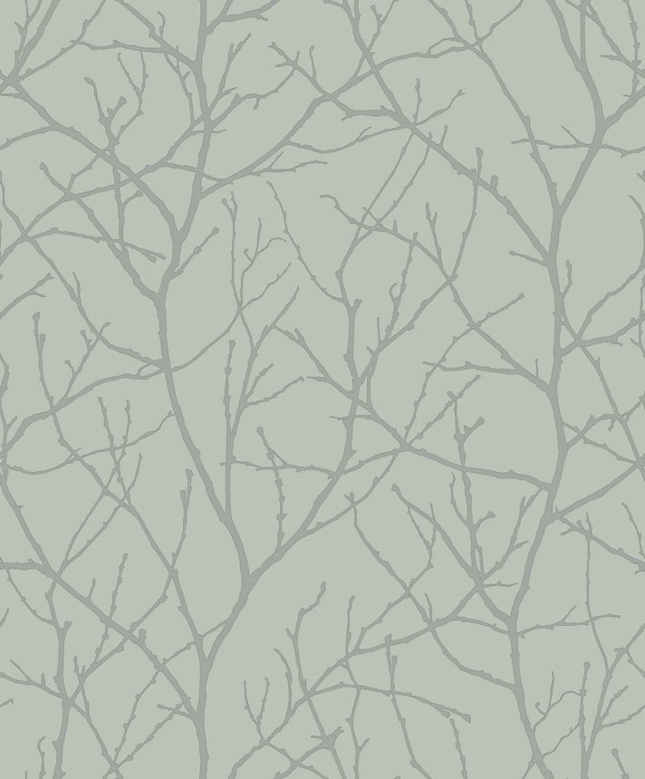 Grün-silberne Tapete, Baumzweige, MD7124, Modern Metals, York