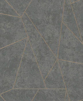 Geometrische Tapete in Grau und Gold, NW3502, Modern Metals, York