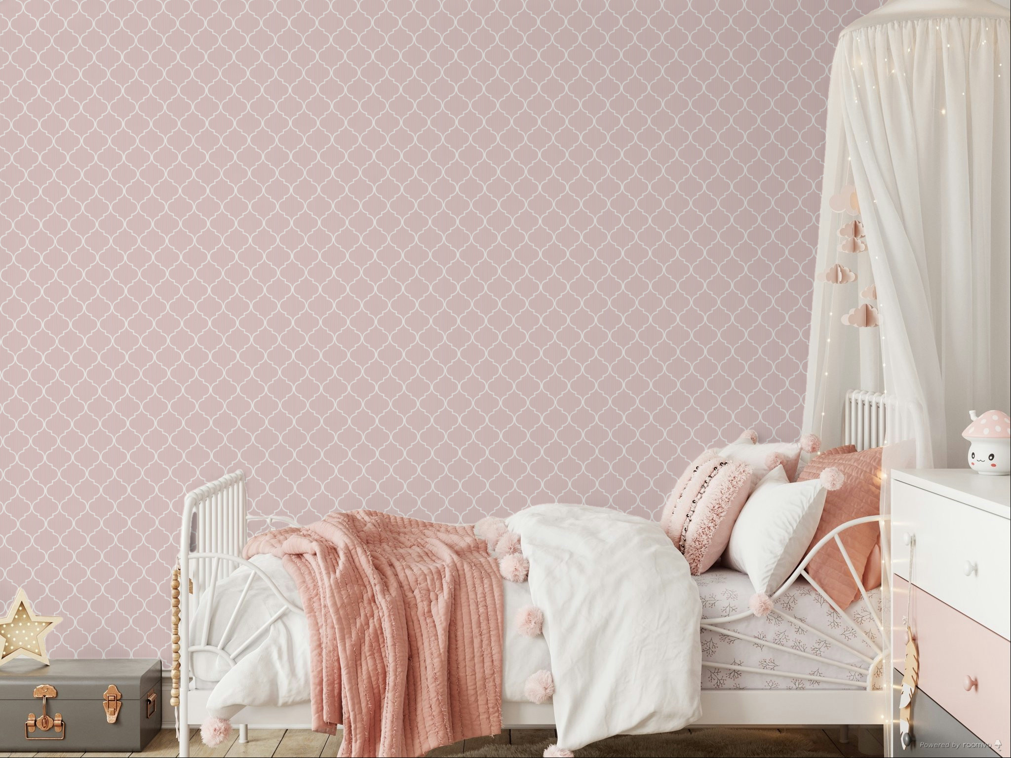 Rosa Tapete mit weißen Ornamenten, 84019, Blooming Garden, Cristiana Masi by Parato