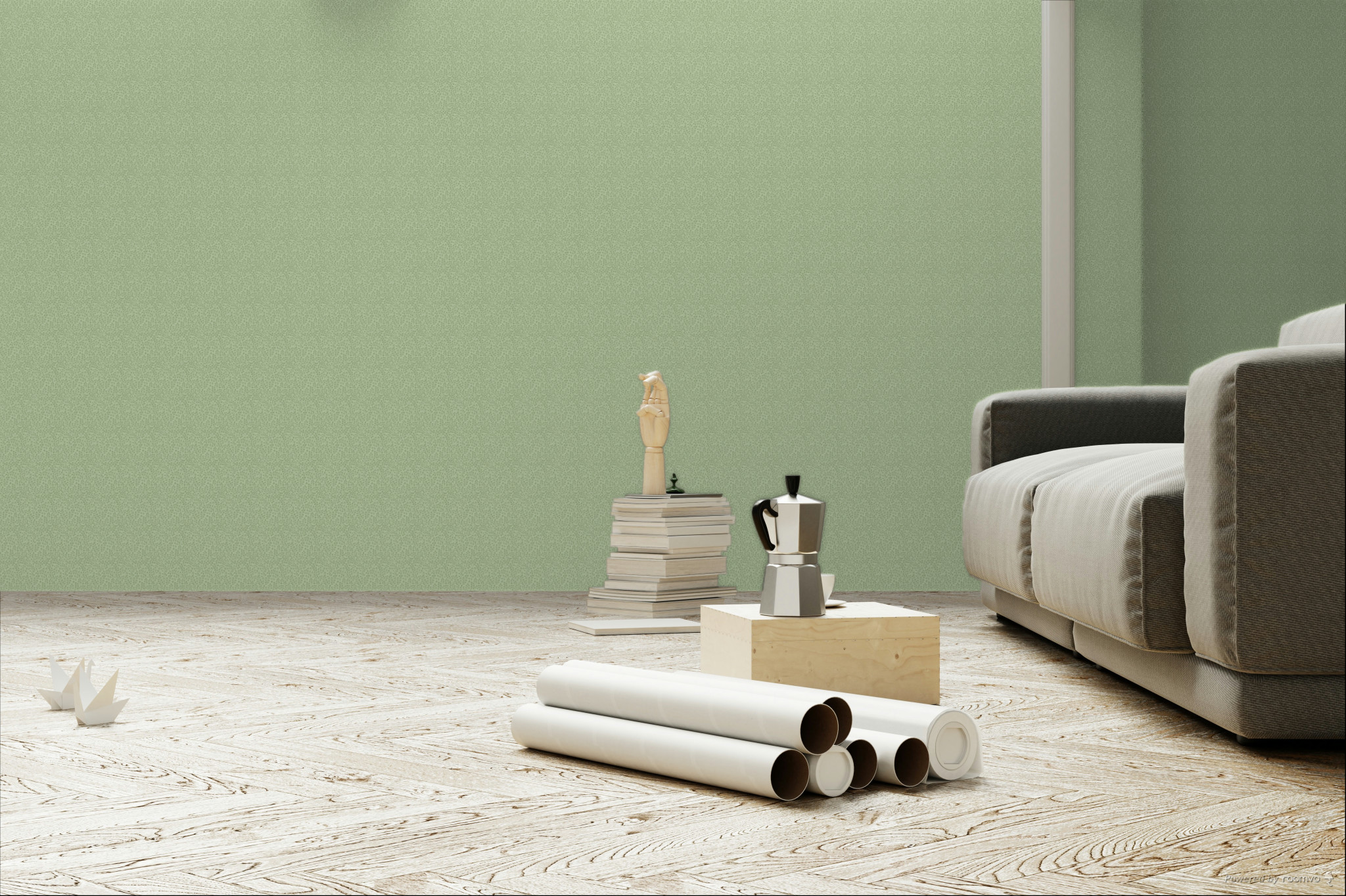 Grüne Vliestapete mit Zweigen, 84049, Blooming Garden, Cristiana Masi by Parato