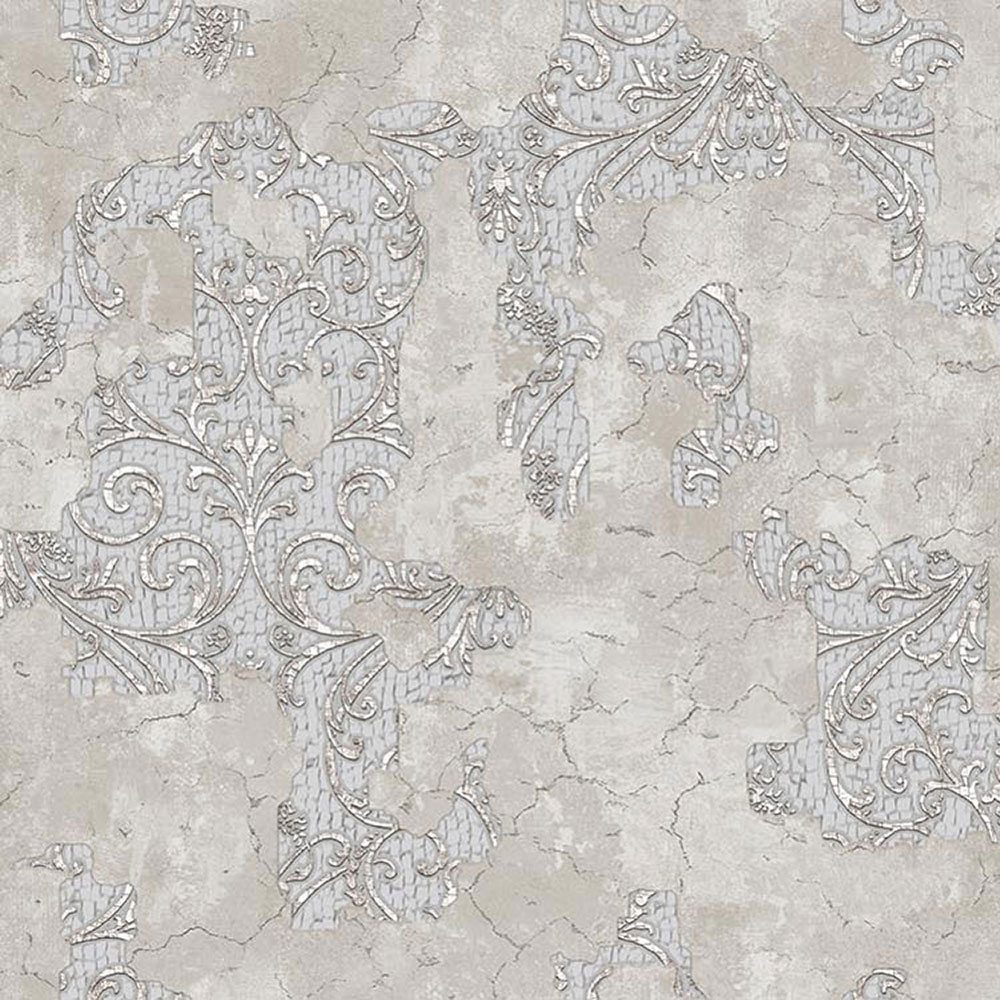 Luxuriöse grau-beige Barocktapete, 47706, Eterna, Parato