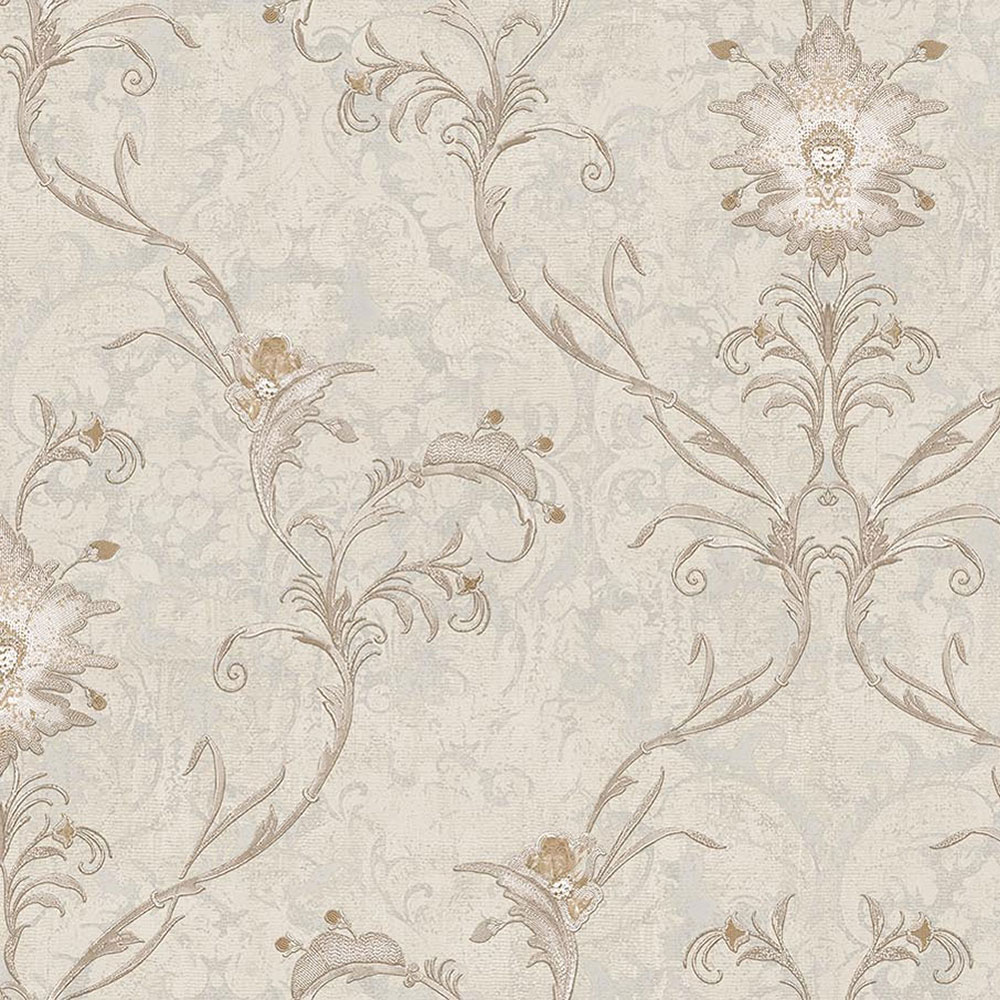 Luxuriöse beige-goldene ornamentale Barocktapete, 47742, Eterna, Parato