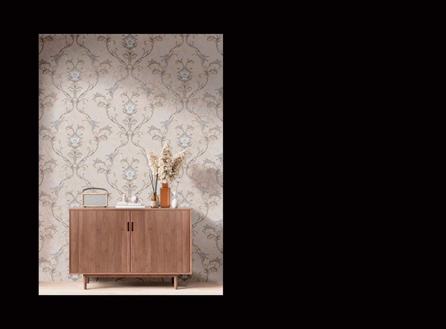 Luxuriöse beige-goldene ornamentale Barocktapete, 47742, Eterna, Parato