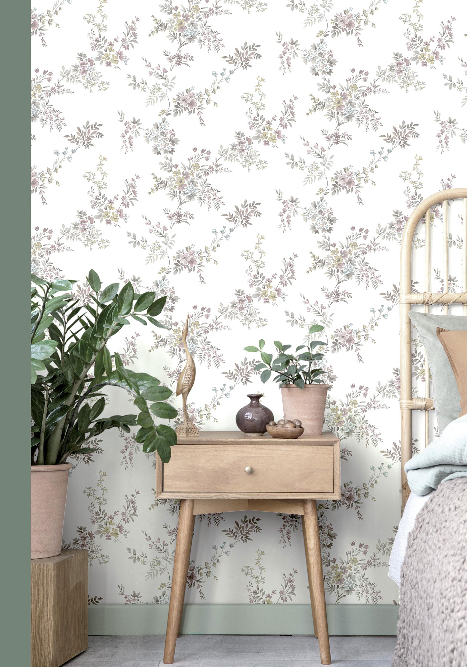 Weiße Vliestapete mit Blumenmuster, 12312, Fiori Country, Parato