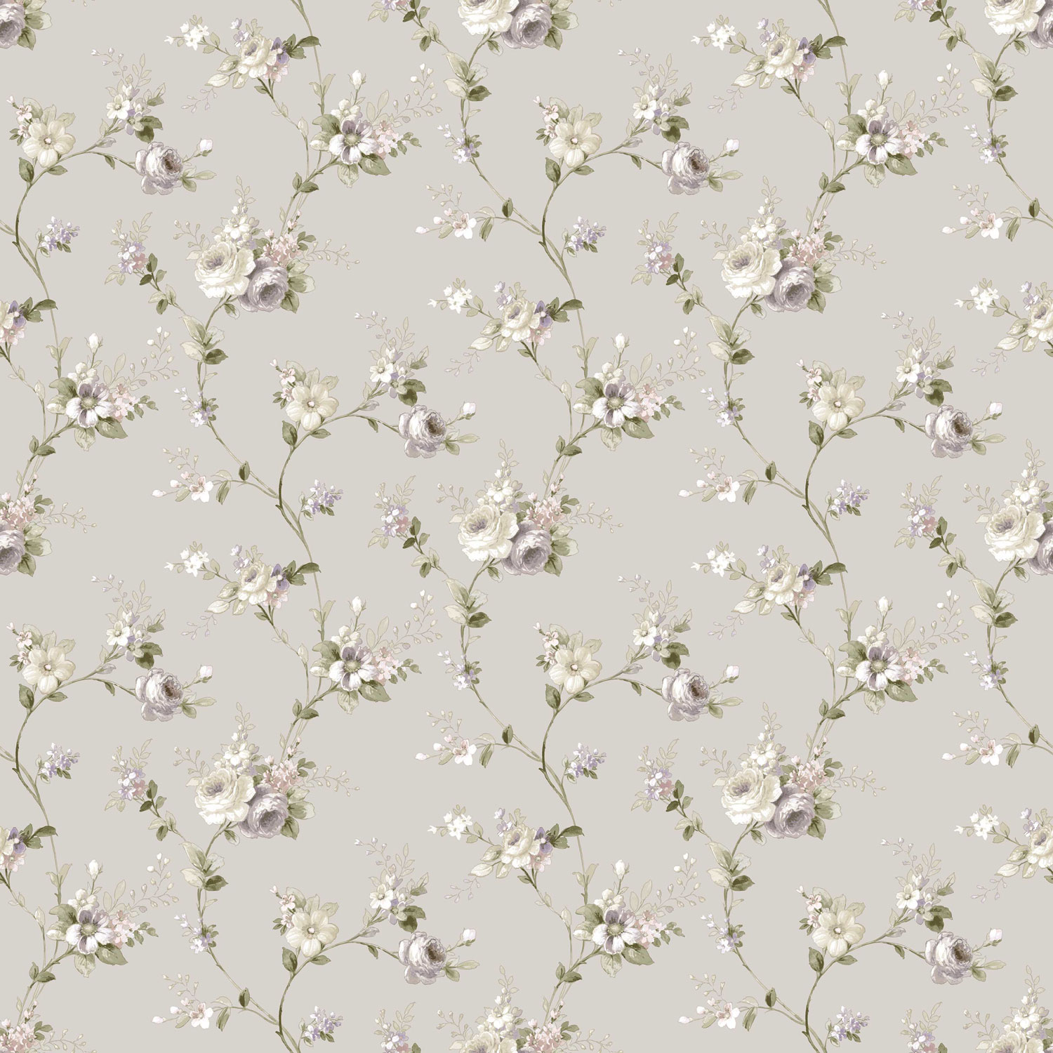 Graue Vliestapete mit Blumenmuster, 12315, Fiori Country, Parato