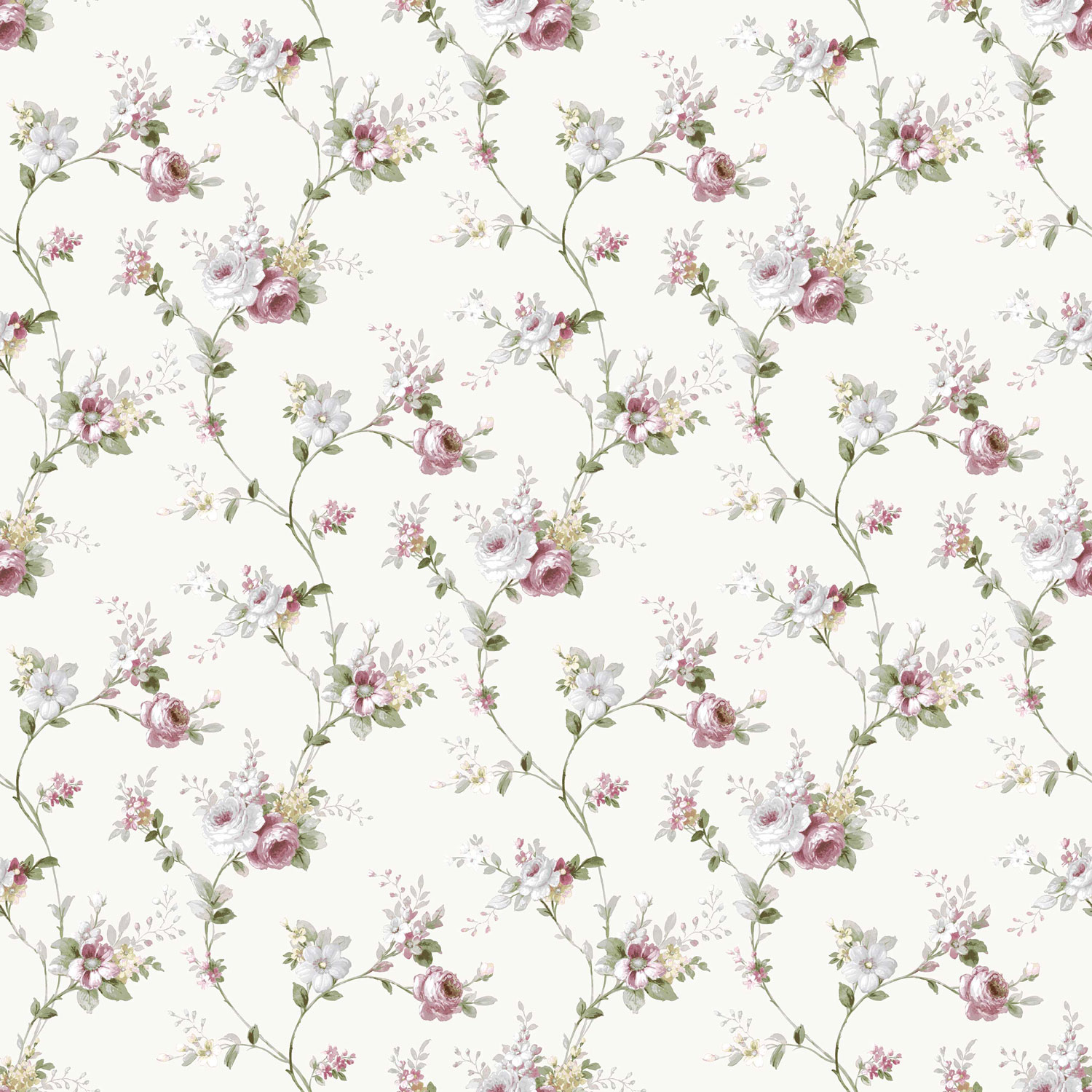 Weiße Vliestapete mit Blumenmuster, 12316, Fiori Country, Parato