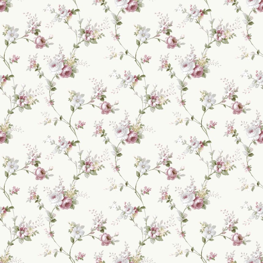 Weiße Vliestapete mit Blumenmuster, 12316, Fiori Country, Parato