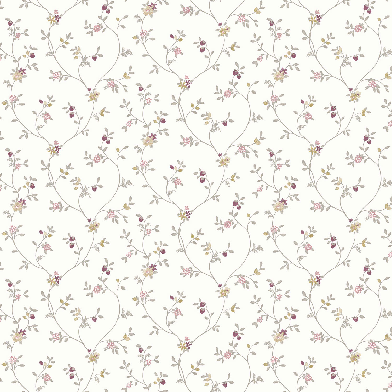 Weiße Blumentapete, 12332, Fiori Country, Parato