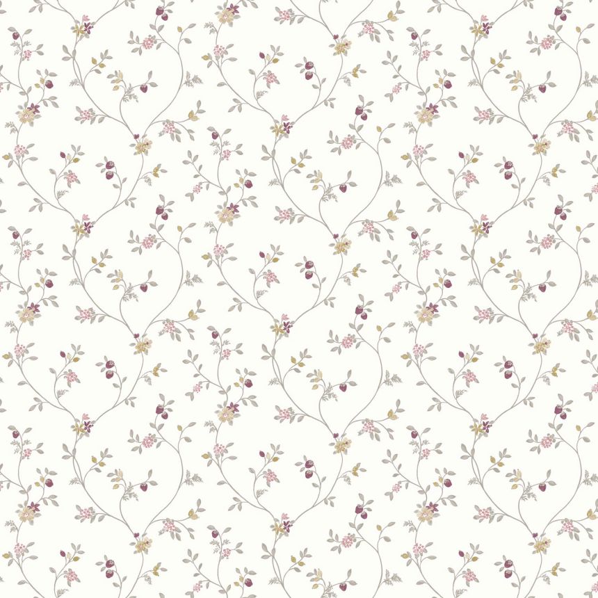 Weiße Blumentapete, 12332, Fiori Country, Parato