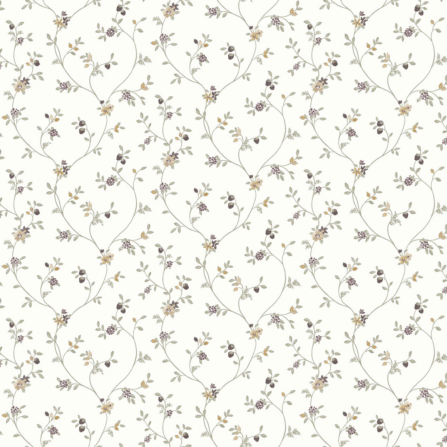 Weiße Blumentapete, 12333, Fiori Country, Parato