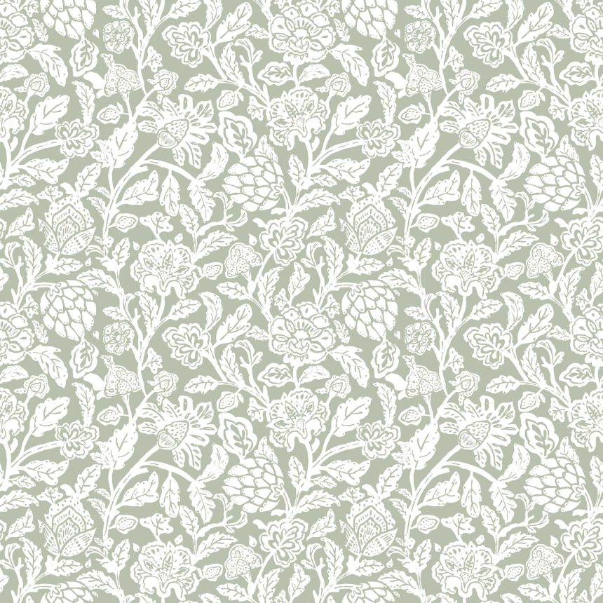 Grüne Blumentapete, 12345, Fiori Country, Parato
