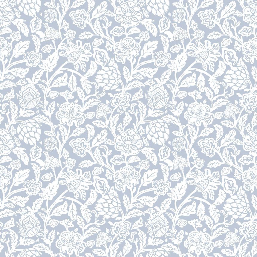 Hellblaue Blumentapete, 12346, Fiori Country, Parato