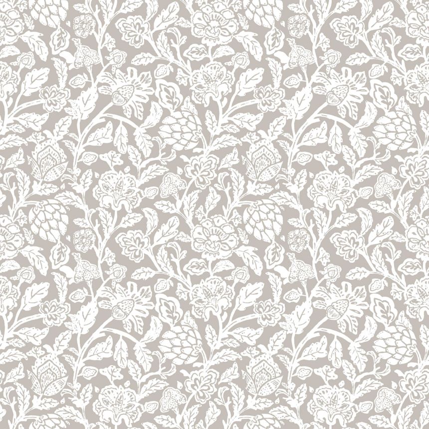 Graue Blumentapete, 12349, Fiori Country, Parato