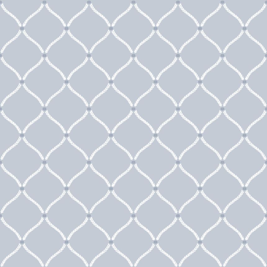 Hellblaue Tapete mit weißen Ornamenten, 12356, Fiori Country, Parato
