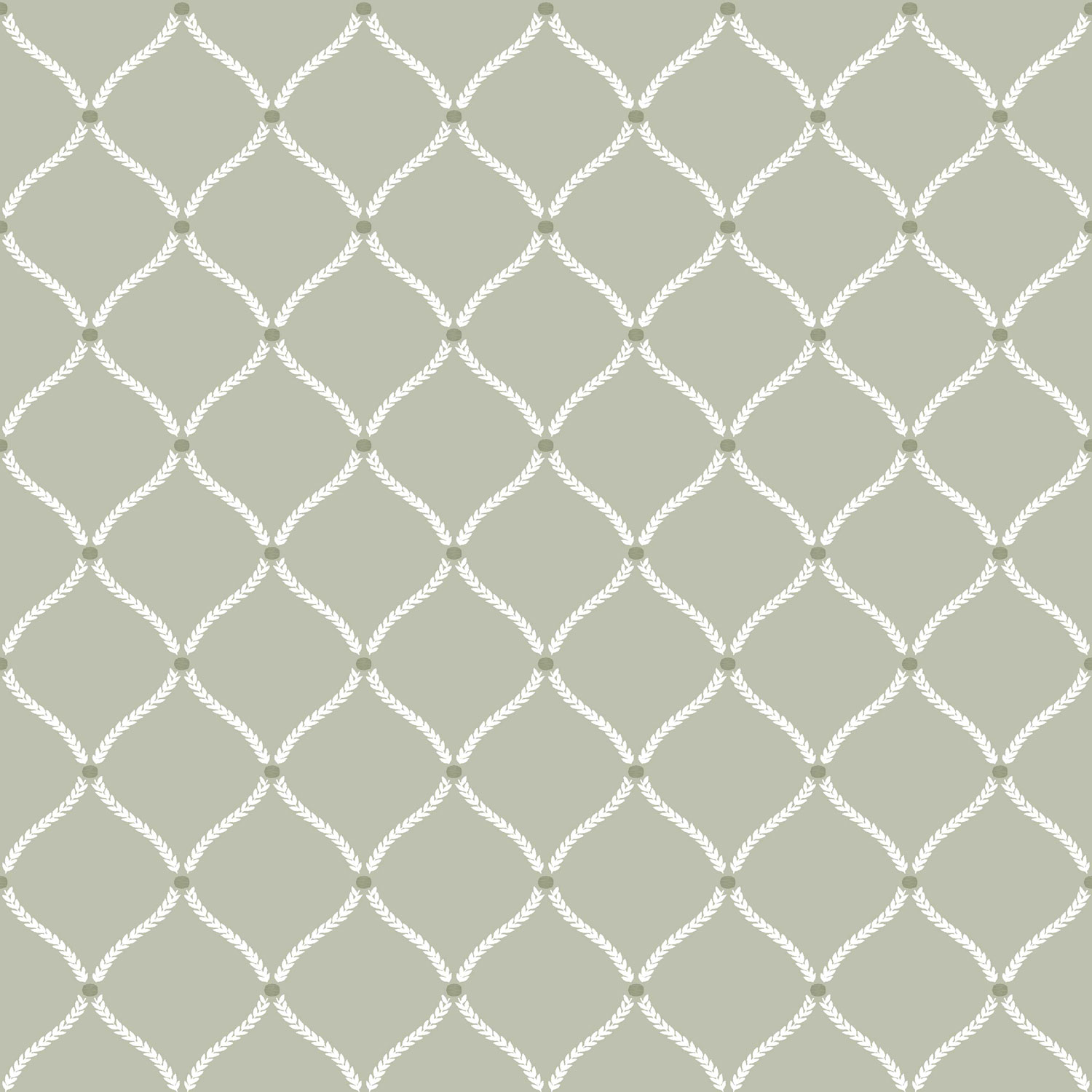 Grüne Tapete mit weißen Ornamenten, 12357, Fiori Country, Parato