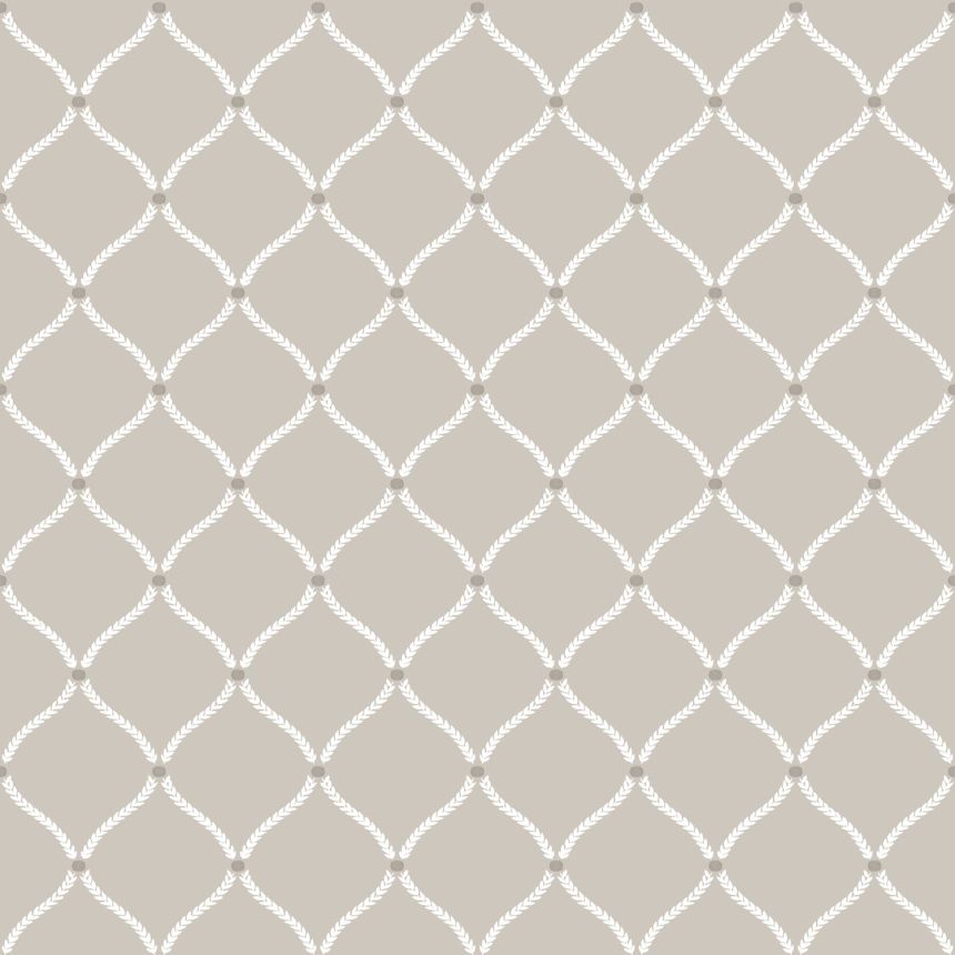 Graue Tapete mit weißen Ornamenten, 12359, Fiori Country, Parato