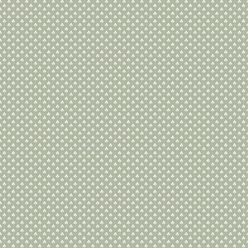 Grüne Vliestapete mit weißen Blättern, 12361, Fiori Country, Parato