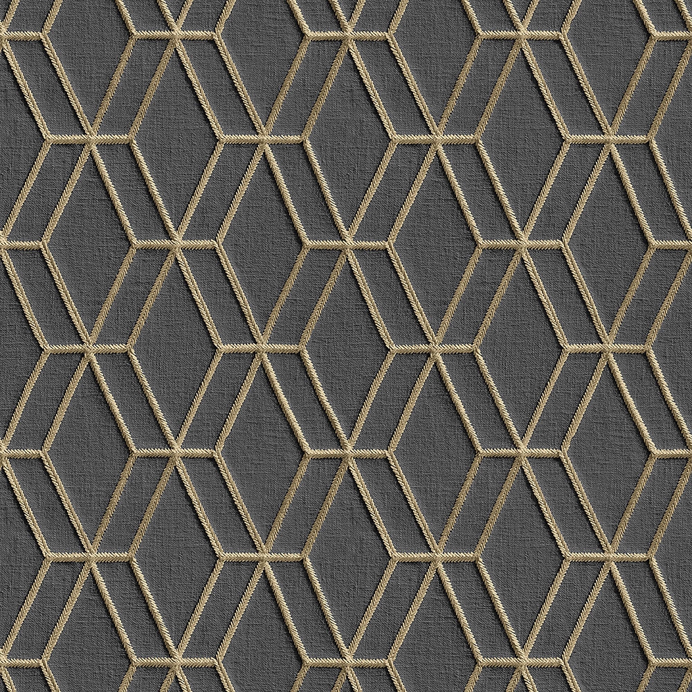 Geometrische Vliestapete, schwarz, Stoffimitat, DE120066, Best Sellers, Design ID