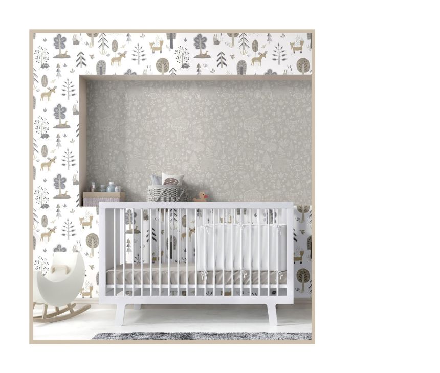 Grüne Kindertapete, Tiere, Pflanzen, 14805, Happy, Parato