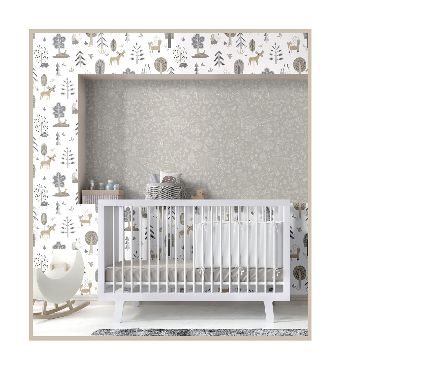 Beige Kindertapete, Tiere, Pflanzen, 14809, Happy, Parato