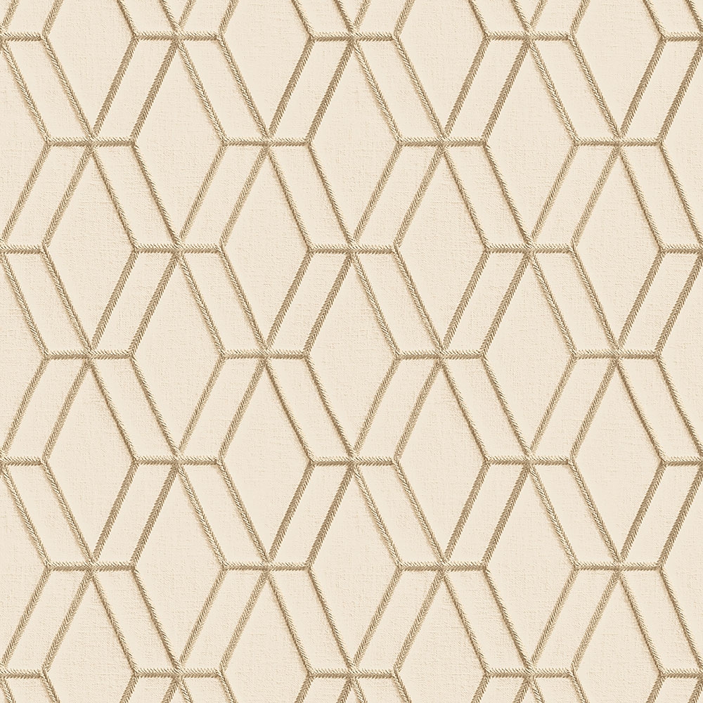 Geometrische Vliestapete, beige, Stoffimitat, DE120063, Best Sellers, Design ID